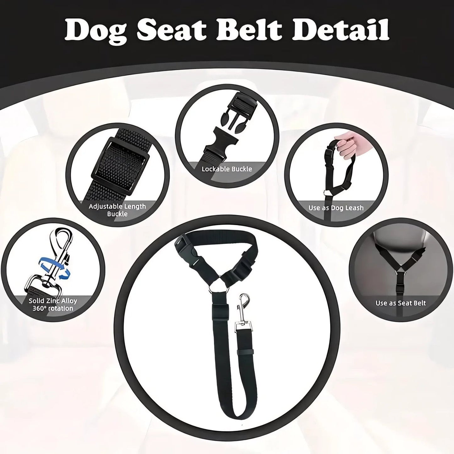 2-Pack Dog Travel Safety Belts
