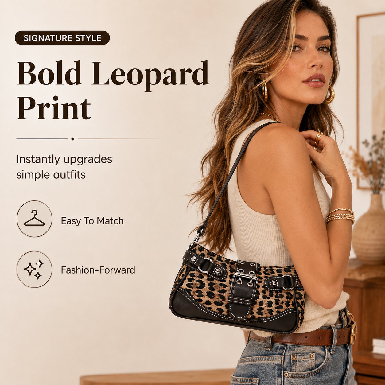 Trendy Leopard Print Underarm Shoulder Bag