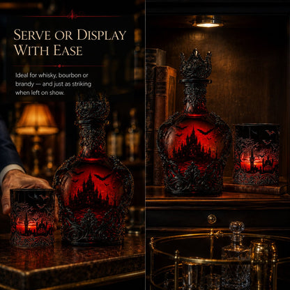 🦇🍺Gothic Vampire Castle Whisky Decanter & Tumbler(📦Buy 2 Free Shipping)