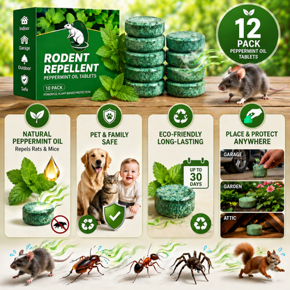 💥LAST DAY SALE 50%OFF💥🟢 Natural Peppermint Rodent Repellent Tablets – 10 Piece