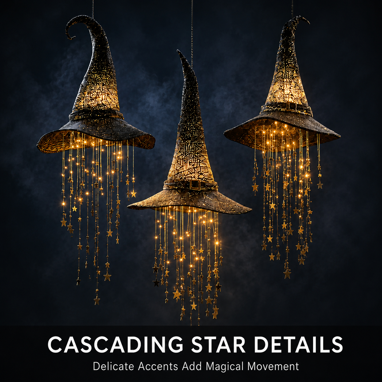 🧙‍♀️✨ Lighted Witch Hat Hanging Chime with Remote | Battery-Powered Starry Halloween Door & Porch Décor