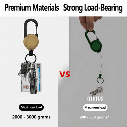 🔑Retractable Carabiner Keychain – 65cm steel lanyard, 100,000 pull cycles. Lightweight & sturdy.