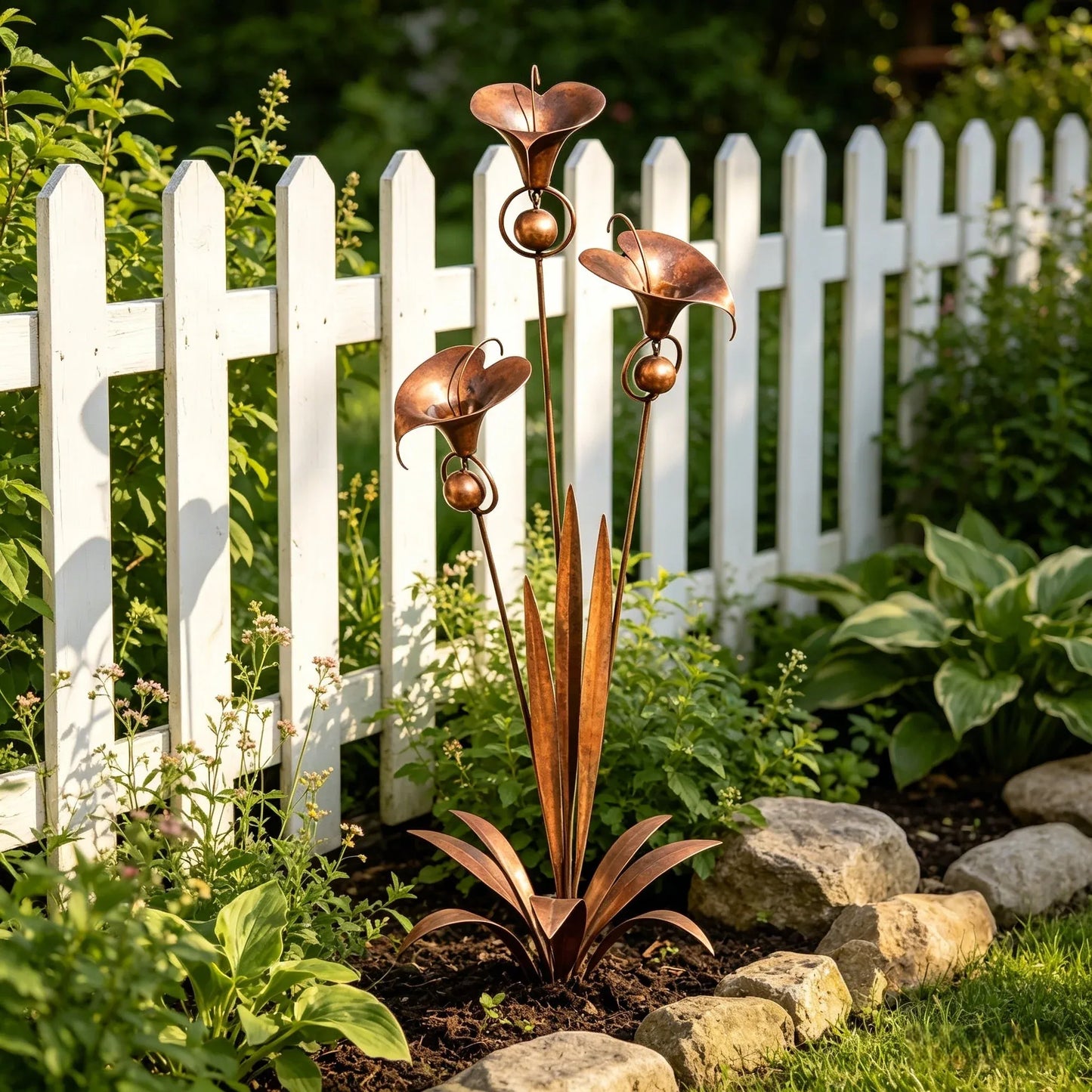 🏡Flamed Three Calla Lilies Garden Stake with Bells-yy