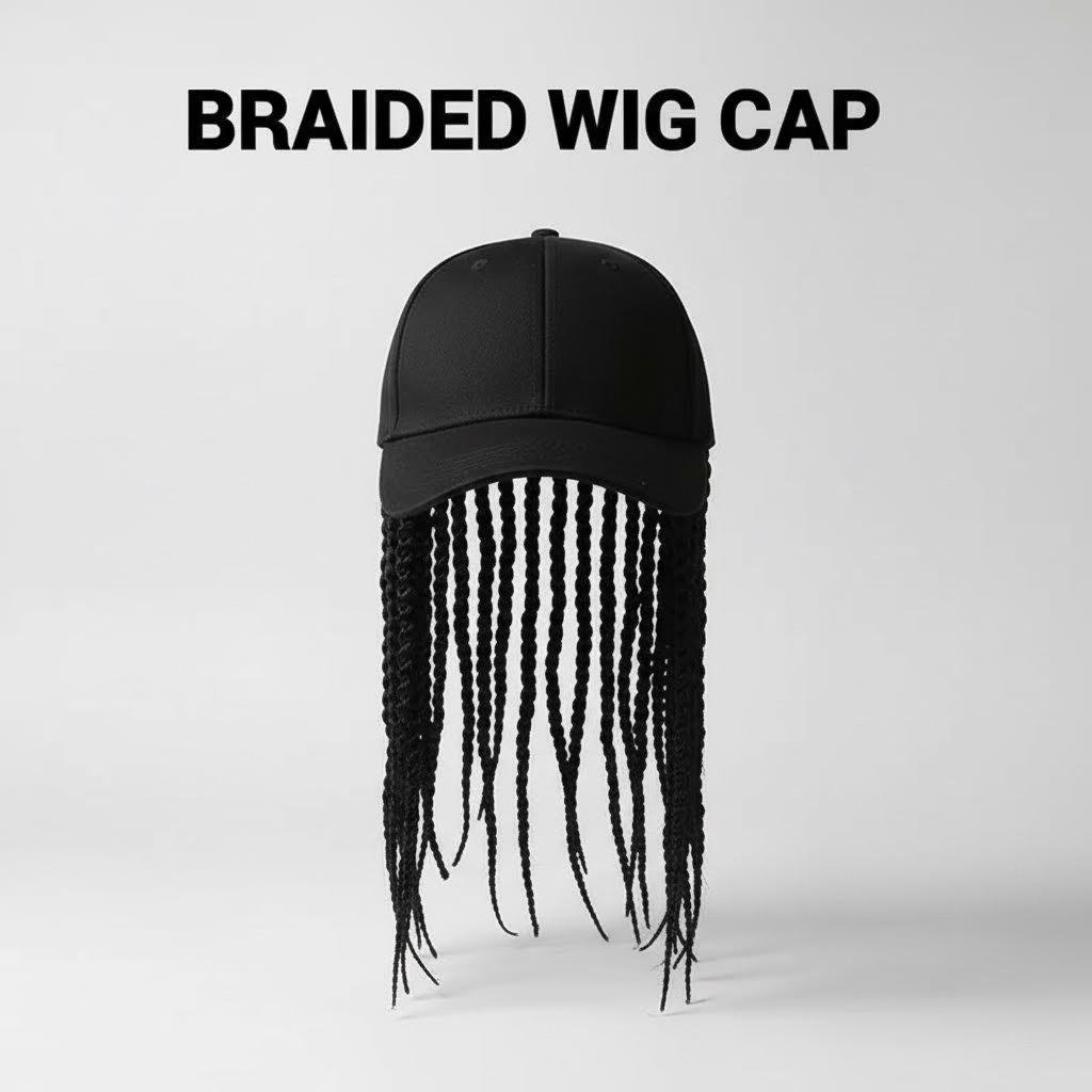 🎉 Limited-Time 50% OFF | Hip-Hop Punk Baseball Cap with Braided Dreadlock Wig 🧢 Adjustable Snapback