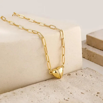 🌹❤️ Magnetic Heart Necklace — Elegant Stainless Steel Statement Jewelry