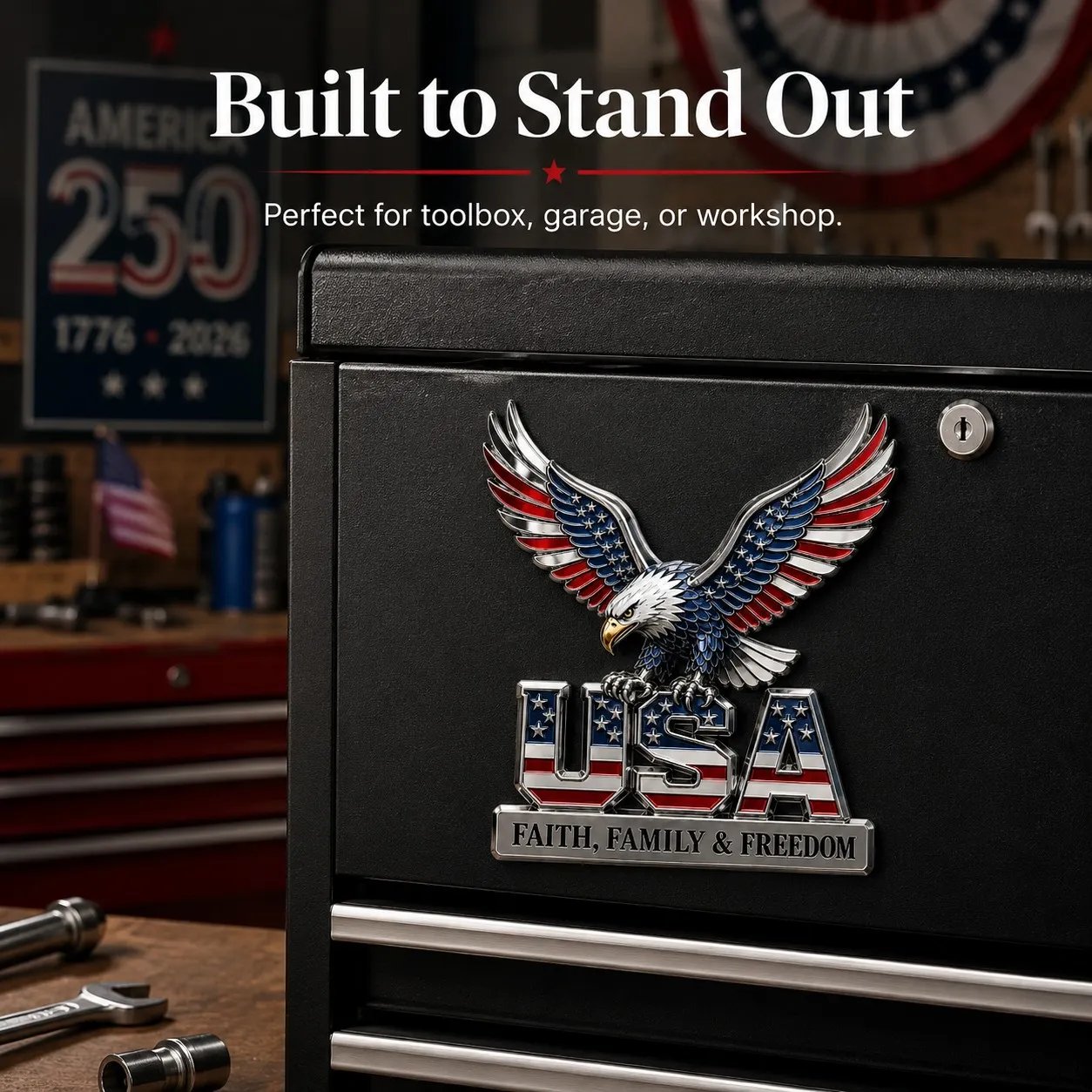 Buy 2 Get 1🔥 🇺🇸250th Anniversary - ★USA Faith, Family & Freedom★ Metal Emblem