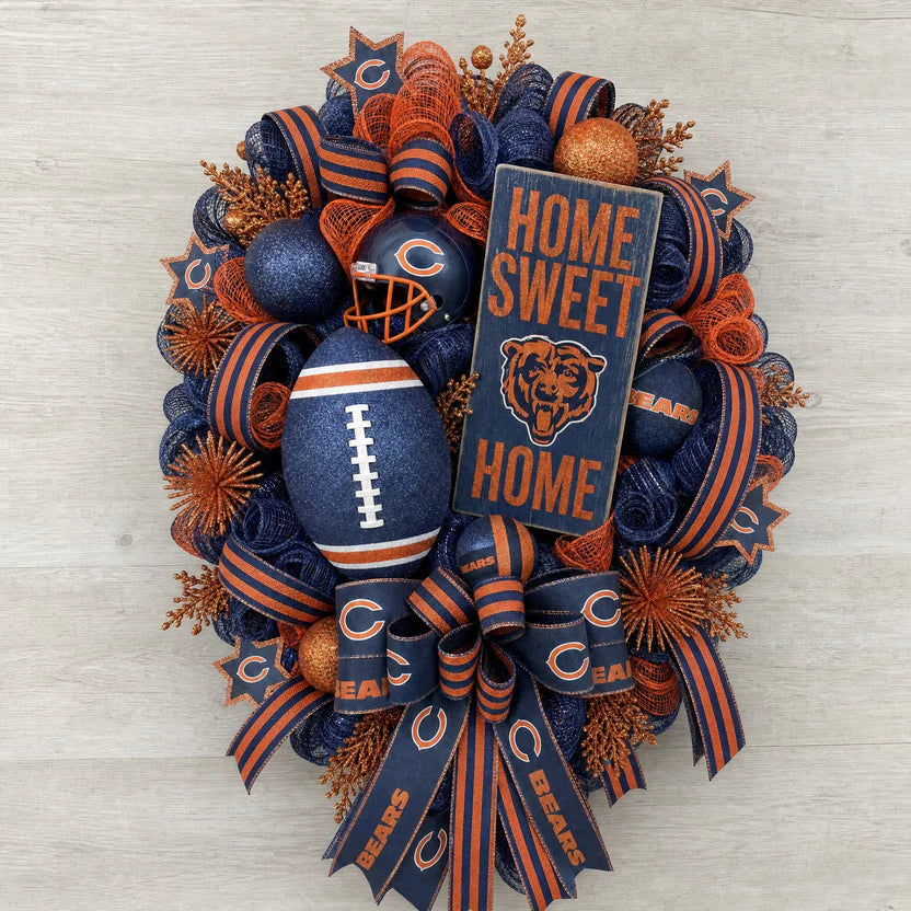 Football Team Handcrafted Wreath for Game-Day Front Door Decor