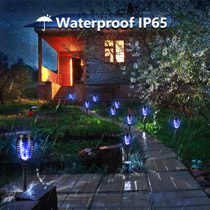 Halloween Outdoor Solar Flickering Flame Torch Lights Waterproof Garden Yard Pathway Decor
