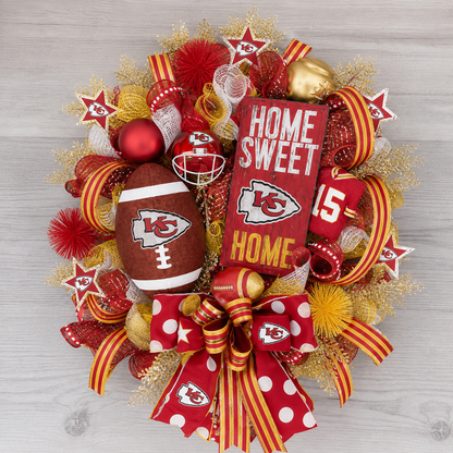 Football Team Handcrafted Wreath for Game-Day Front Door Decor