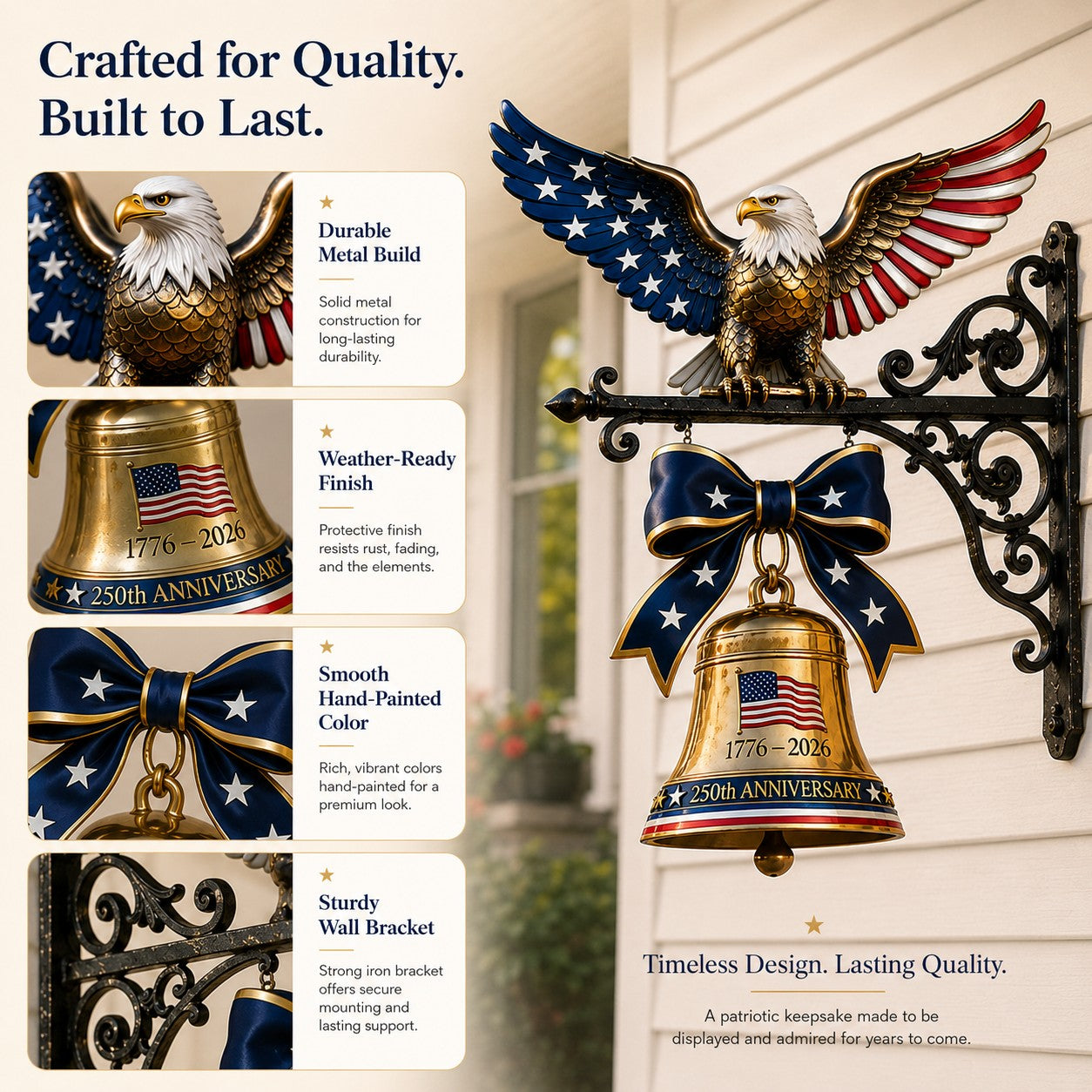 🎊 Ring in the Semiquincentennial: 1776-2026 "Spirit of Liberty" Eagle Bell 🛒 | Buy 2 Get Free Shipping