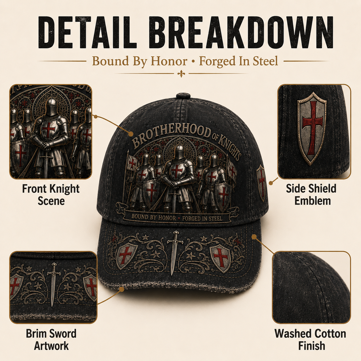 ⚔️ Brotherhood Of Knights Honor Cap 🎁 Free Honor Coin With Every Cap