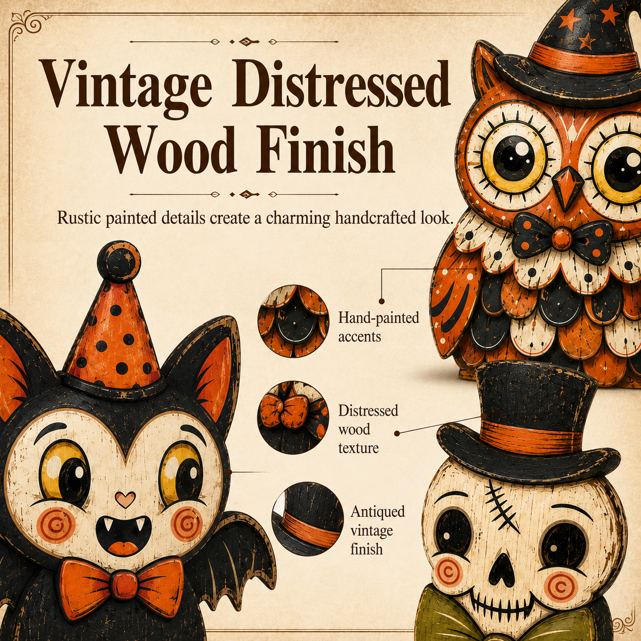 🎃 2026 Hot Sale Vintage Halloween Wooden Character Tabletop Decor 🔥