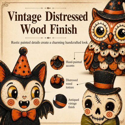 🎃 2026 Hot Sale Vintage Halloween Wooden Character Tabletop Decor 🔥