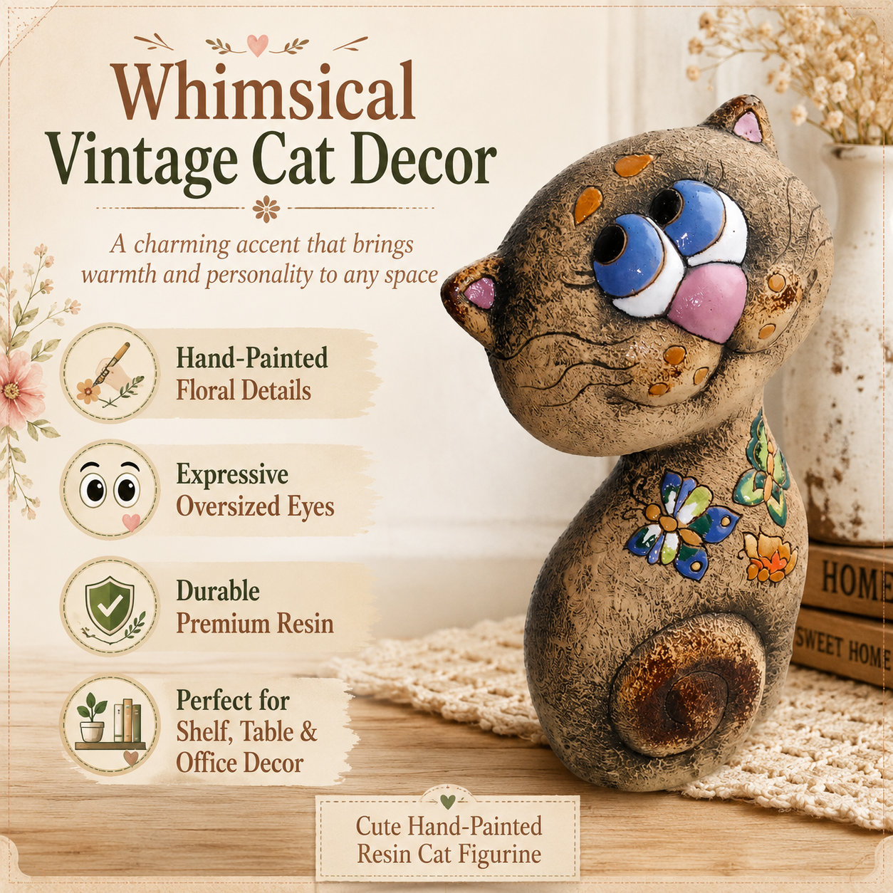 Last Day Sale⚡️Cute Hand-Painted Resin Cat Figurine