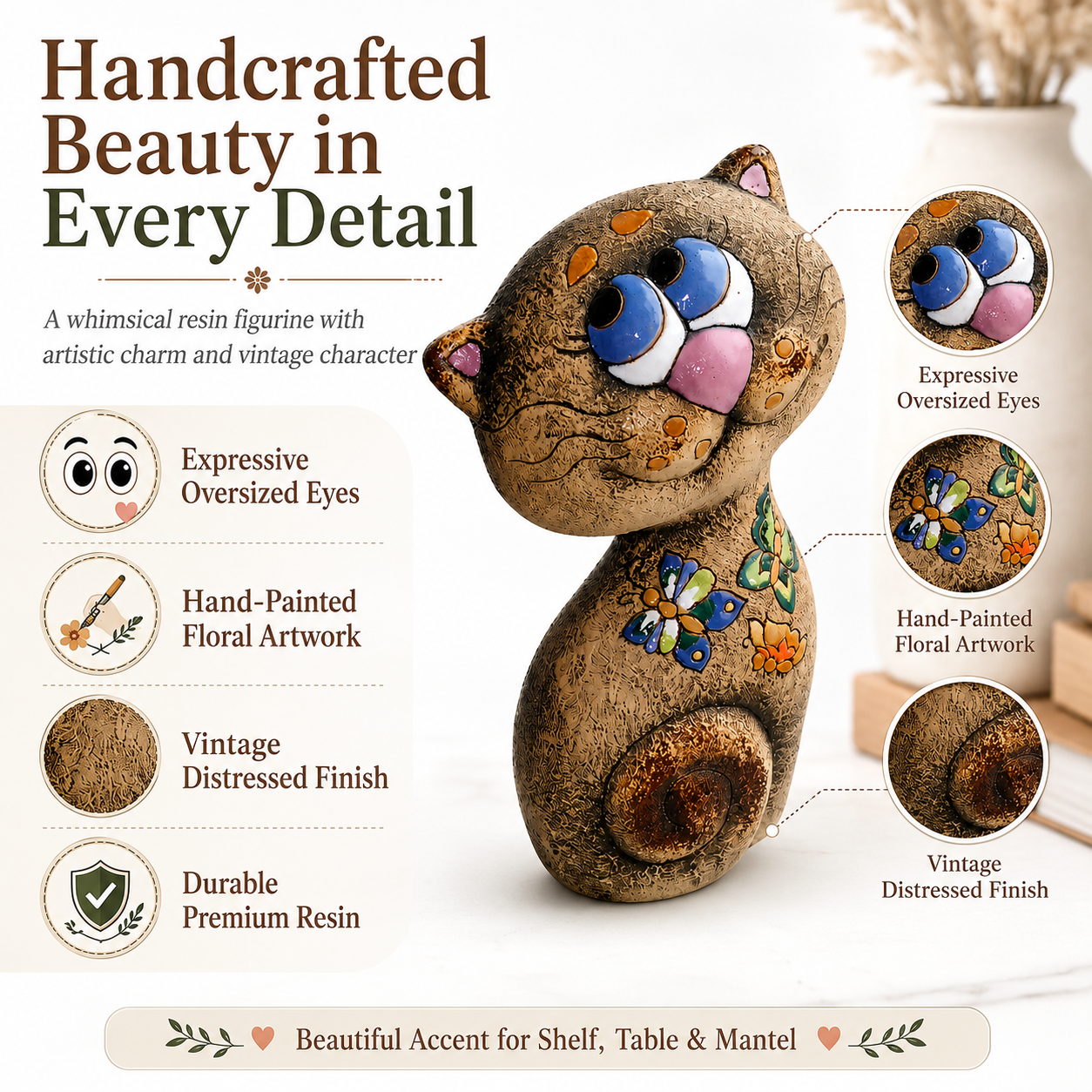 Last Day Sale⚡️Cute Hand-Painted Resin Cat Figurine