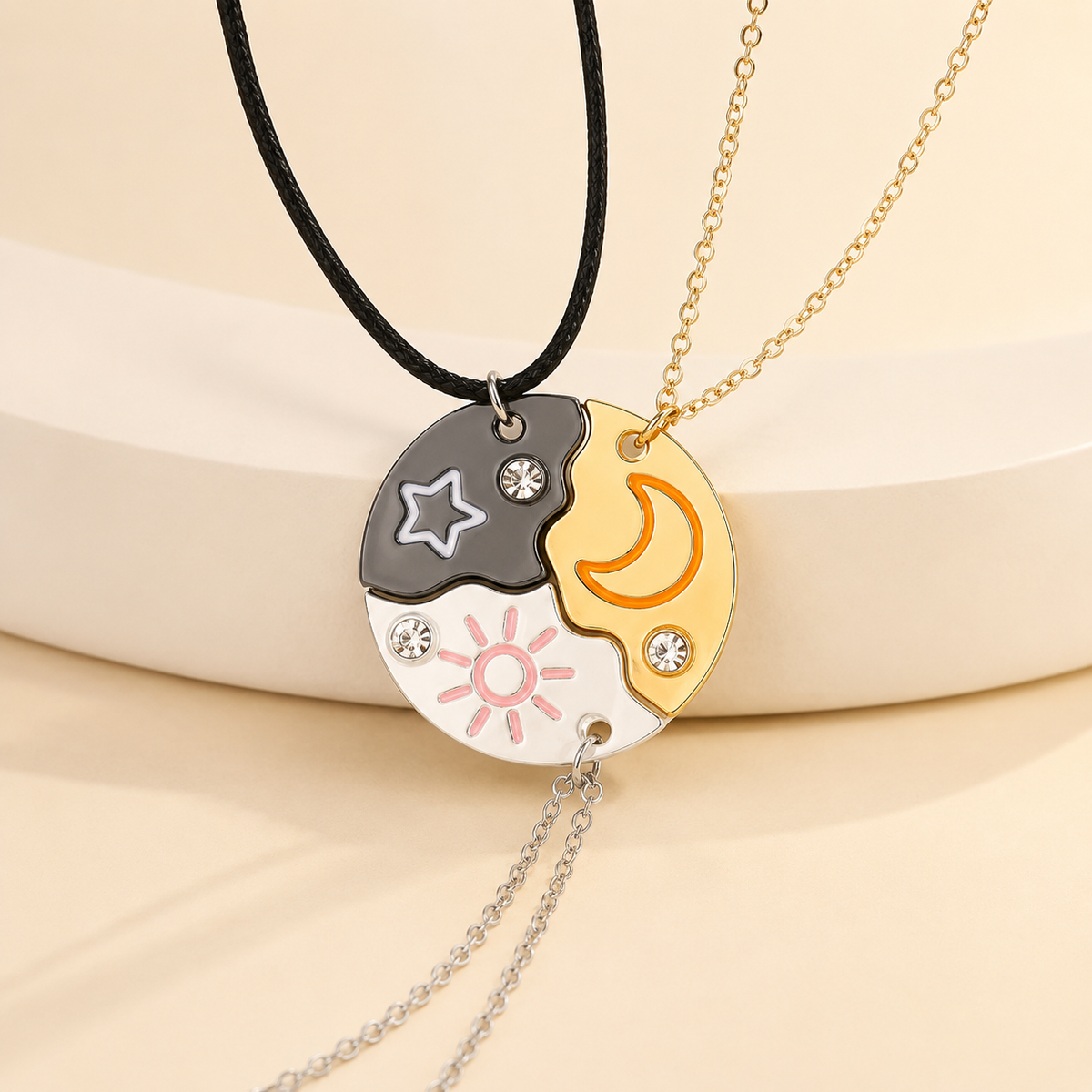 💕Magnetic Rhinestone Star, Moon & Sun Necklaces (3pc) – Connect as One