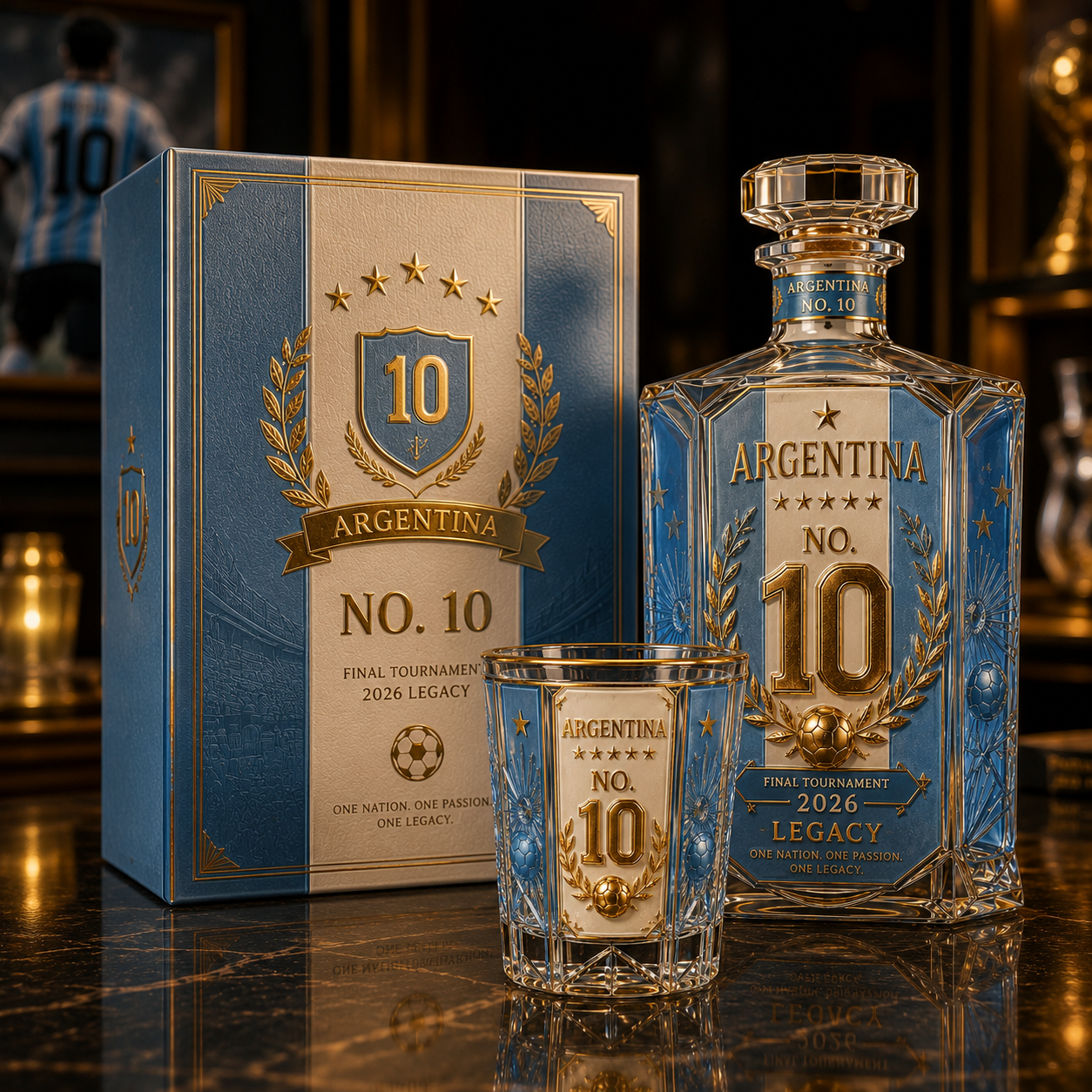 Argentina No. 10 Blue & White Legacy Commemorative Whiskey Decanter