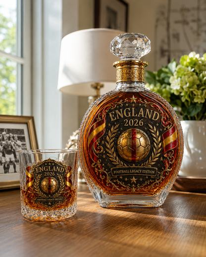 🔥 England 2026 Football Legacy Commemorative Whiskey Decanter & Glassware Collection