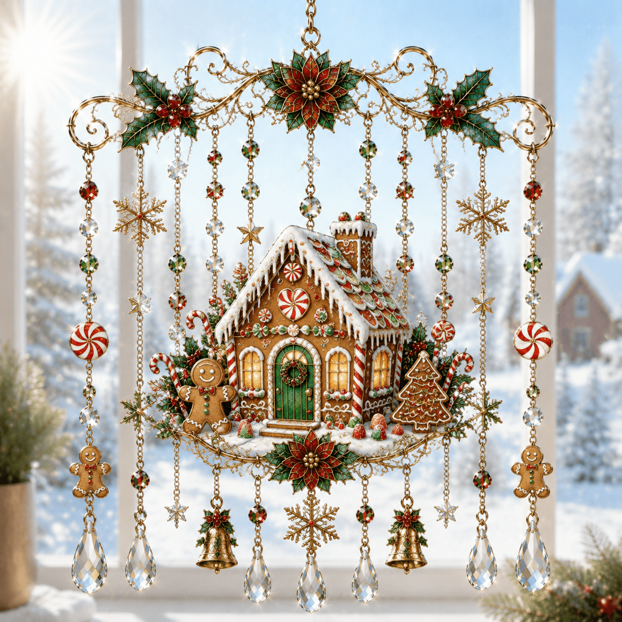 🔥Last Day Over 50% OFF - Handmade Christmas Stained Glass Wind Chime🔔