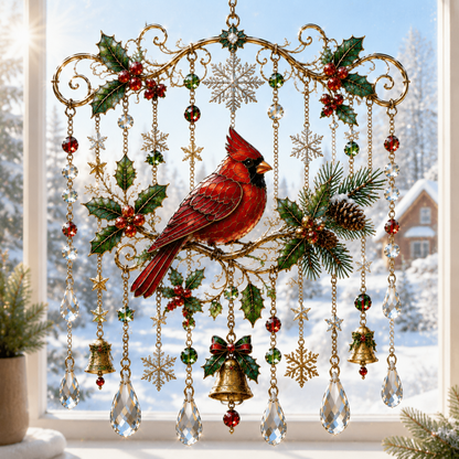 🔥Last Day Over 50% OFF - Handmade Christmas Stained Glass Wind Chime🔔