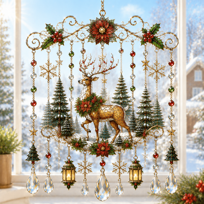 🔥Last Day Over 50% OFF - Handmade Christmas Stained Glass Wind Chime🔔