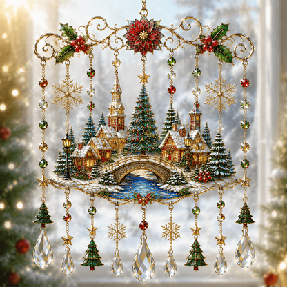 🔥Last Day Over 50% OFF - Handmade Christmas Stained Glass Wind Chime🔔