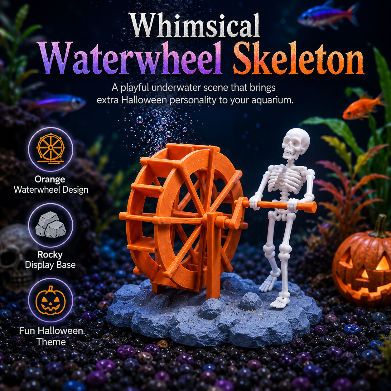 💀🫧 Dancing Skeleton Bubble Aquarium Ornament