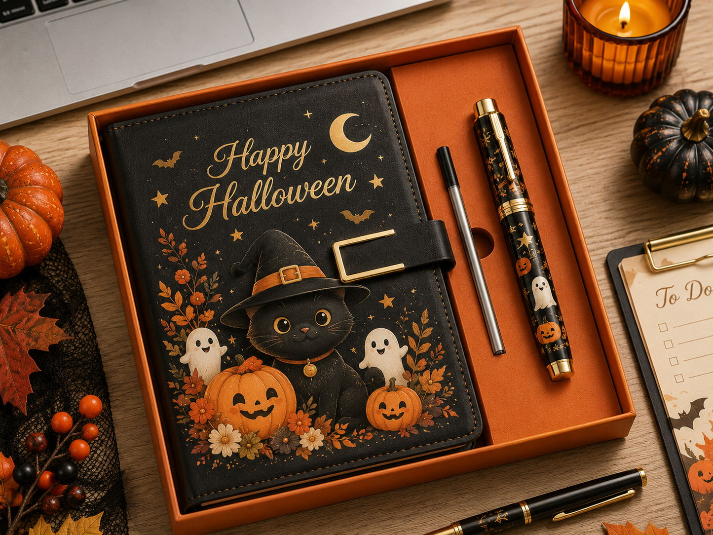 Festive Journal & Pen Gift Set – Halloween & Christmas Collection