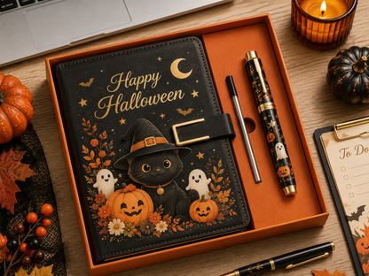 Festive Journal & Pen Gift Set – Halloween & Christmas Collection
