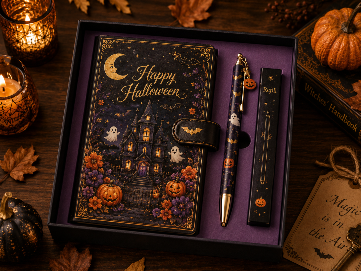 Festive Journal & Pen Gift Set – Halloween & Christmas Collection
