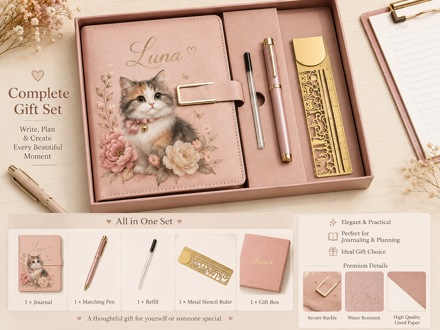 Personalized Pet Journal & Creative Stencil Gift Set