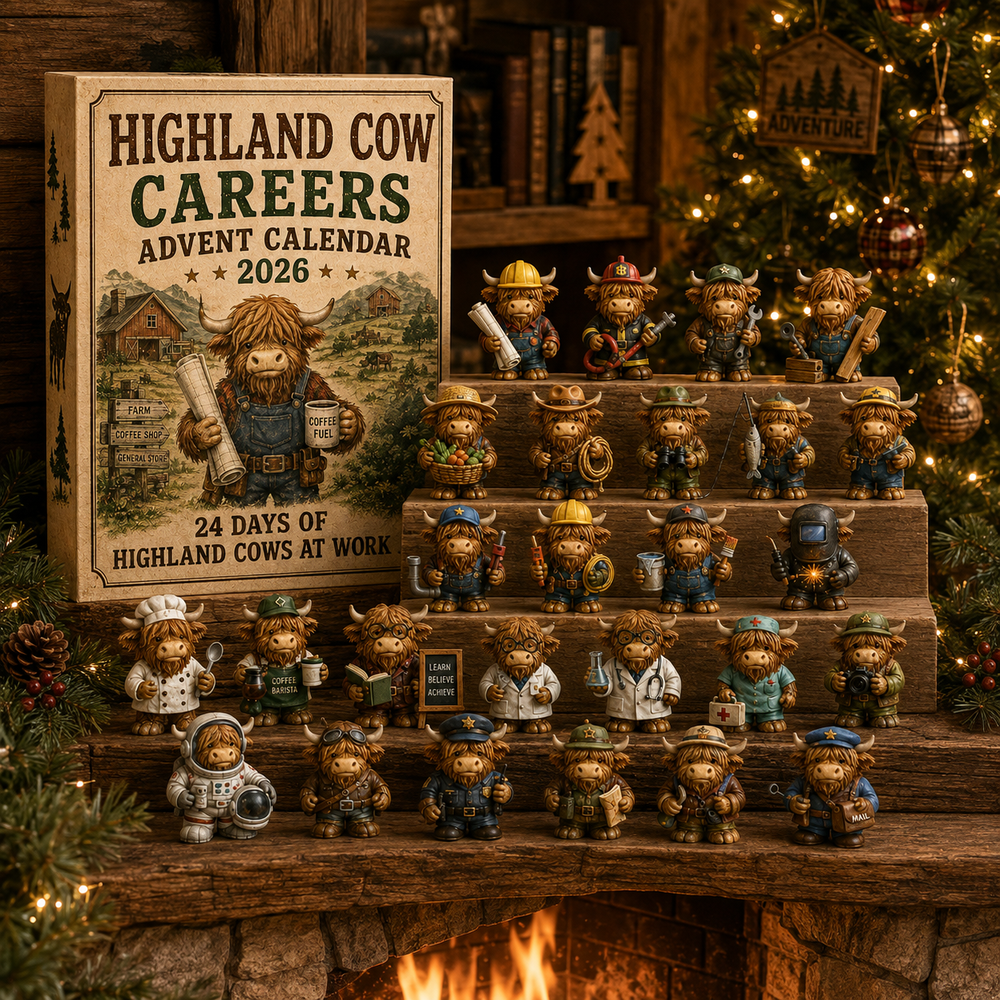 Close view of different Highland Cow career figures