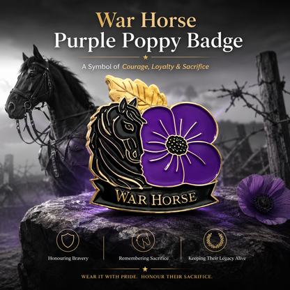 Limited Edition 50% Off - War Horse Purple Poppy 111th Anniversary Remembrance Brooch