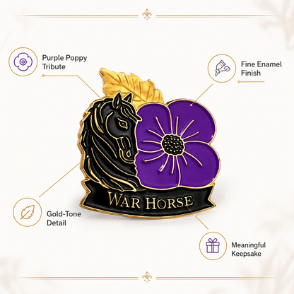 Limited Edition 50% Off - War Horse Purple Poppy 111th Anniversary Remembrance Brooch