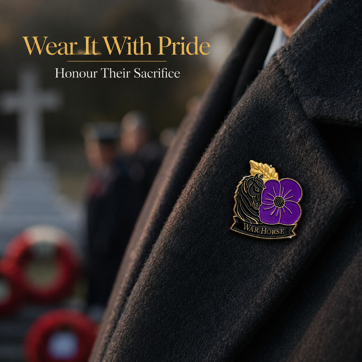 Limited Edition 50% Off - War Horse Purple Poppy 111th Anniversary Remembrance Brooch