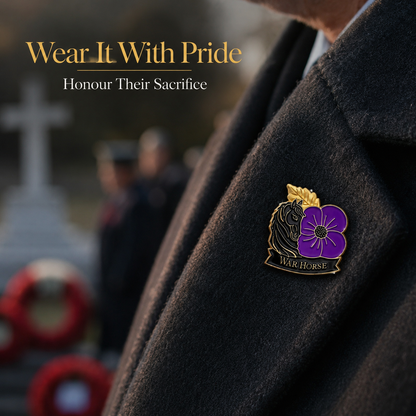 Limited Edition 50% Off - War Horse Purple Poppy 111th Anniversary Remembrance Brooch