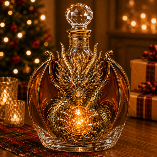 🐉 Dragon Legacy 3D Dragon Decanter & Glass Gift Set | Raised Fantasy Barware, Collector’s Display & Legendary Gift 🎁