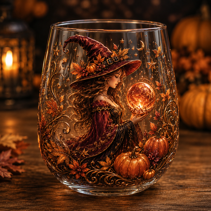 🧙‍♀️🔮 Enchanting Witch Glass Art Cup | Mystical Raised Fantasy Glassware for Wine, Witchy Home Décor & Magical Gifts 🎁