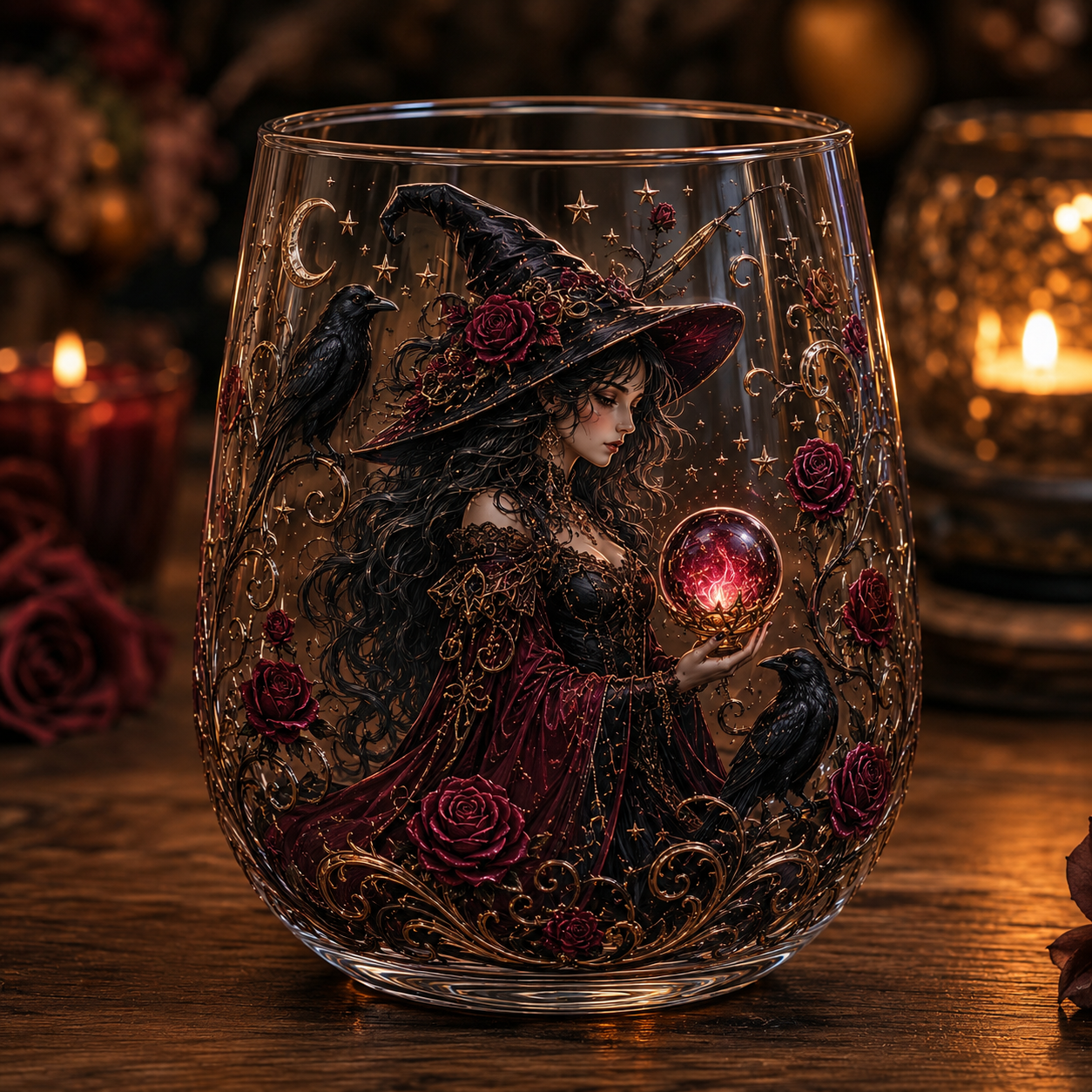 🧙‍♀️🔮 Enchanting Witch Glass Art Cup | Mystical Raised Fantasy Glassware for Wine, Witchy Home Décor & Magical Gifts 🎁