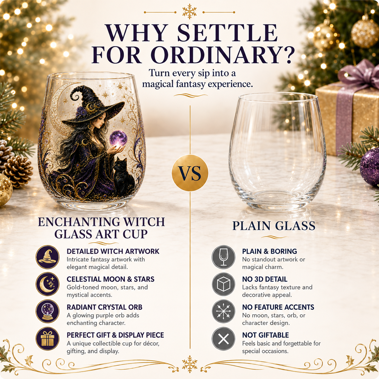 🧙‍♀️🔮 Enchanting Witch Glass Art Cup | Mystical Raised Fantasy Glassware for Wine, Witchy Home Décor & Magical Gifts 🎁