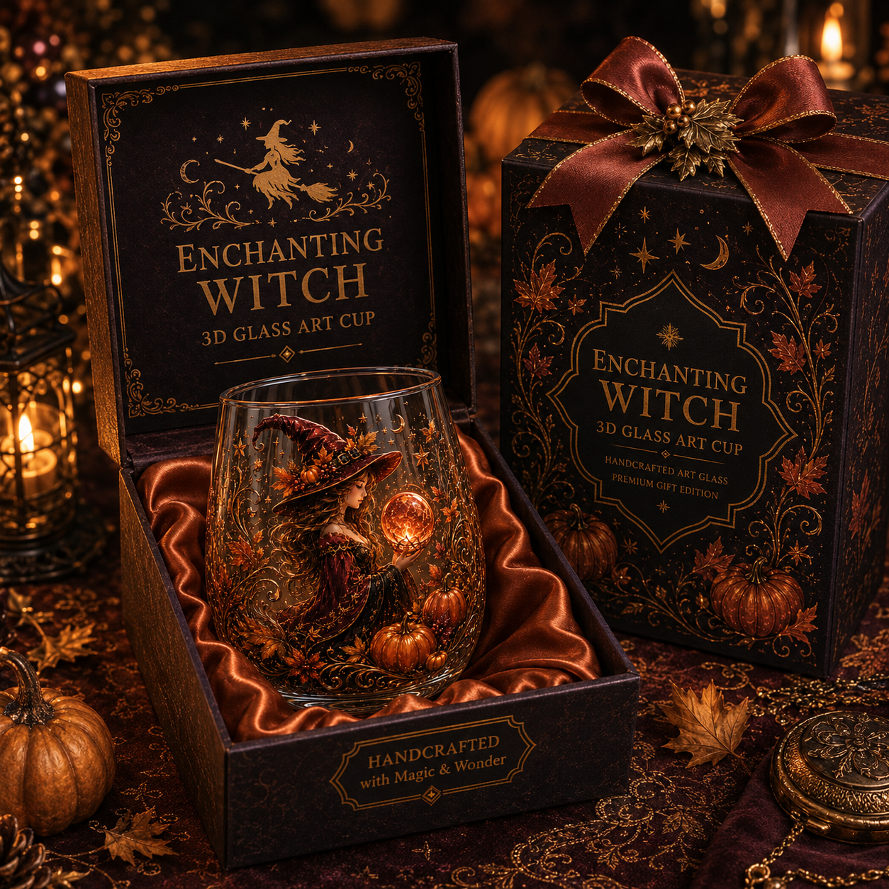🧙‍♀️🔮 Enchanting Witch Glass Art Cup | Mystical Raised Fantasy Glassware for Wine, Witchy Home Décor & Magical Gifts 🎁
