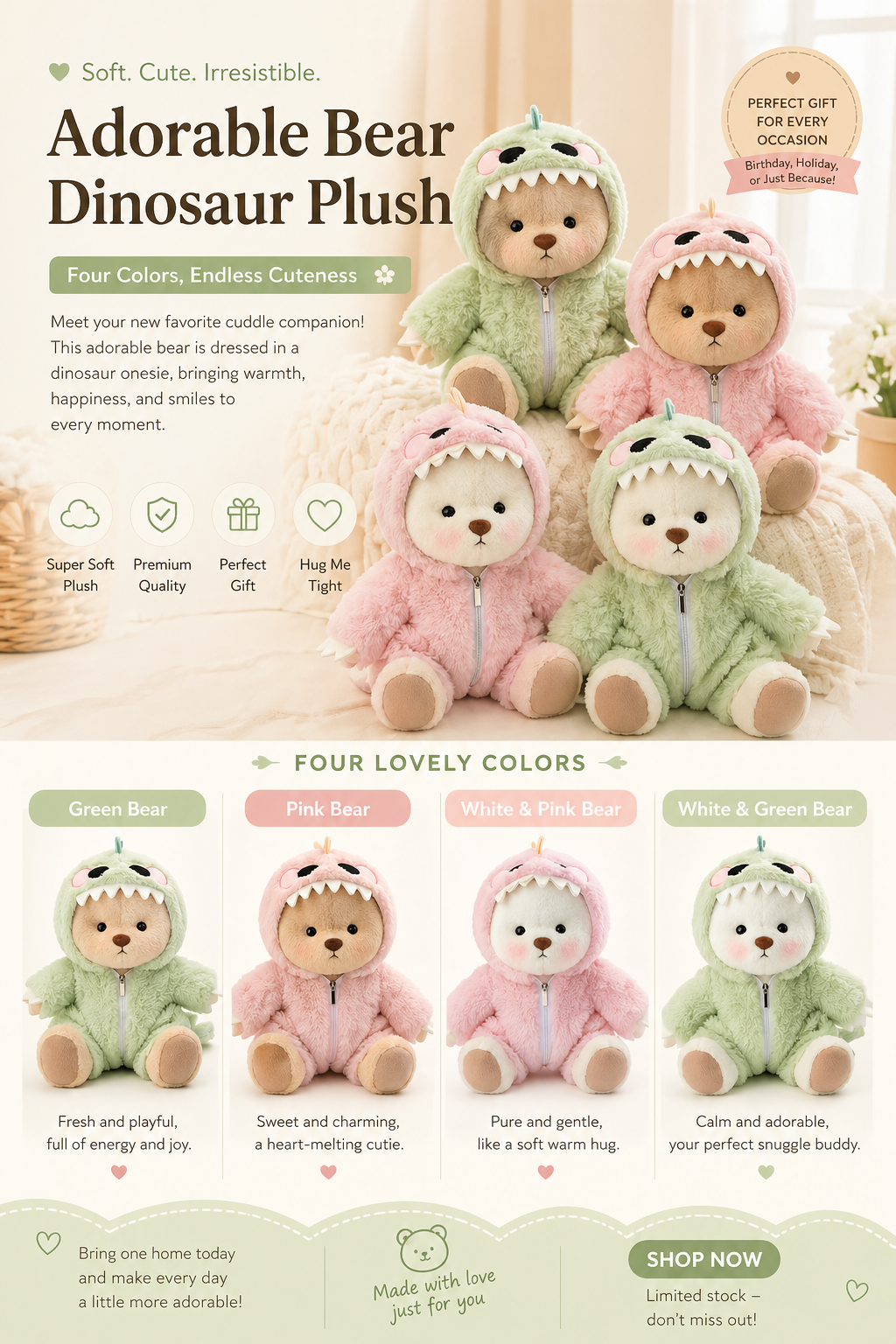 🧸Plush Dinosaur Bears🦖—Let Them Keep You Company at All Times🎁