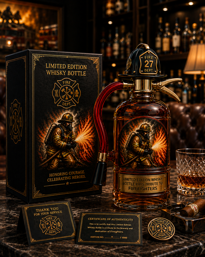 🔥 Limited Edition Firefighter Tribute Whiskey Bottle – Fire Extinguisher-Inspired Collectible Decanter, Heroic Firefighter Gift