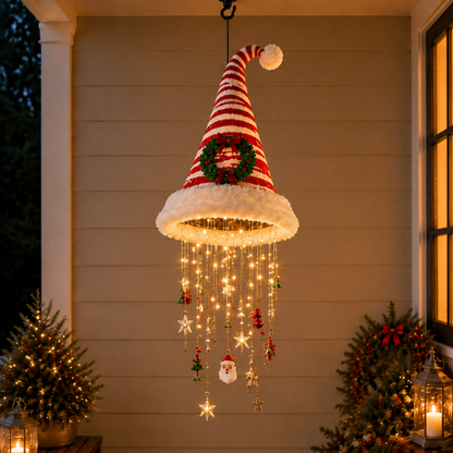 💝LAST DAY 50% OFF🎅 Lighted Santa Hat Hanging Chandelier 🎄 | 5 Styles Warm LED Christmas String Light | Indoor Outdoor Porch Holiday Decor Gift