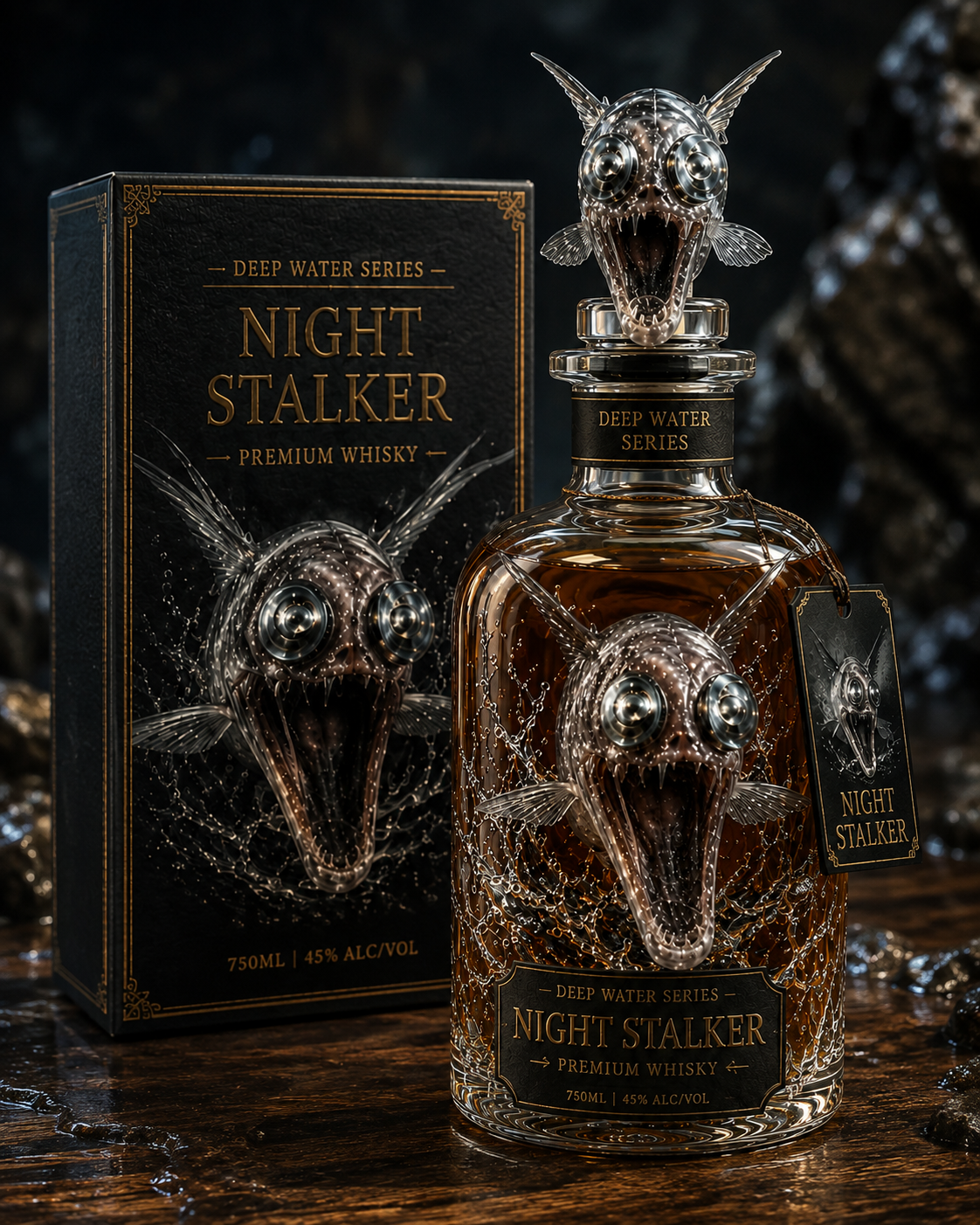 🌊 Night Stalker Deep-Sea Whiskey Decanter – 3D Collector Bottle