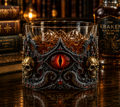 🐙👁️ Cthulhu Mythos 3D Eldritch Eye Whiskey Glass | Raised Tentacle Art, Gothic Collector Drinkware & Dark Fantasy Gift 🎁