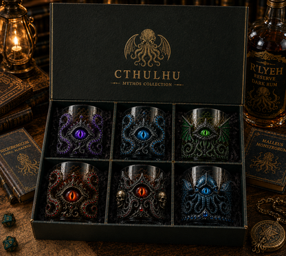 🐙👁️ Cthulhu Mythos 3D Eldritch Eye Whiskey Glass | Raised Tentacle Art, Gothic Collector Drinkware & Dark Fantasy Gift 🎁