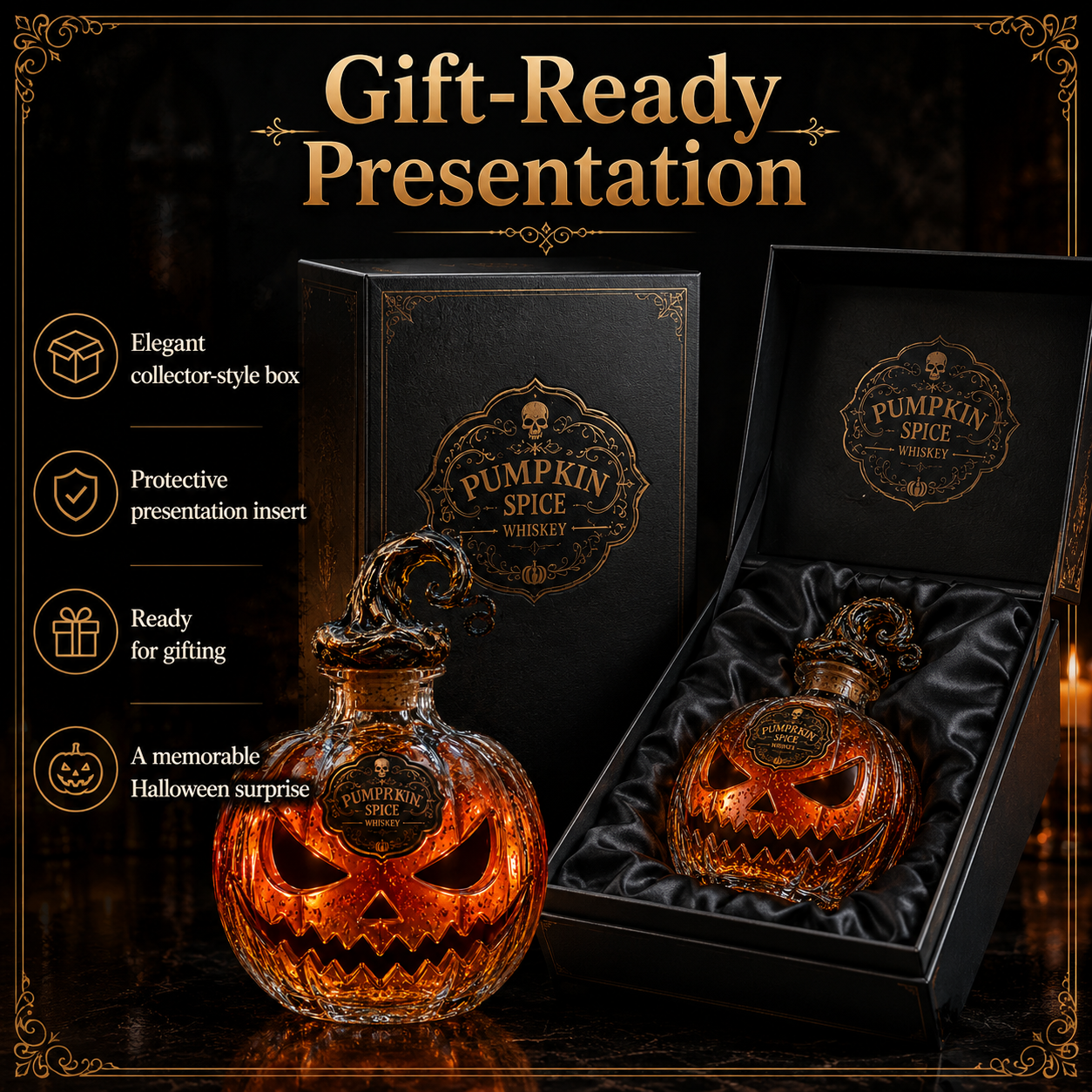 🎃 Pumpkin Spice Jack-O’-Lantern Whiskey Decanter