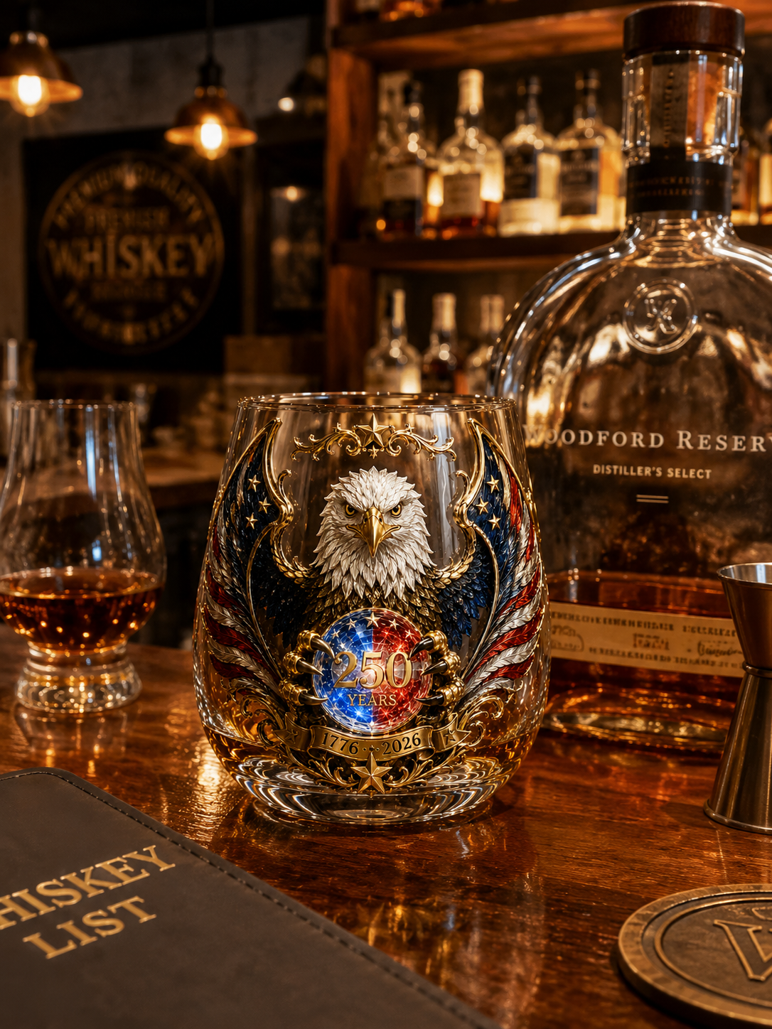 🦅🇺🇸 250 Years American Heritage Eagle Whiskey Glass | 3D Patriotic Decorative Bourbon Glass Art Cup (1776–2026)