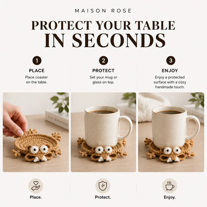 🧶 CozyCritters | 🐾 Hand-Crocheted Animal Coasters for a Touch of Cozy Charm